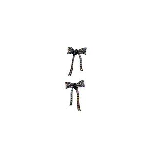 Black Bow Drop Earrings w/ Iridescent Rhinestones